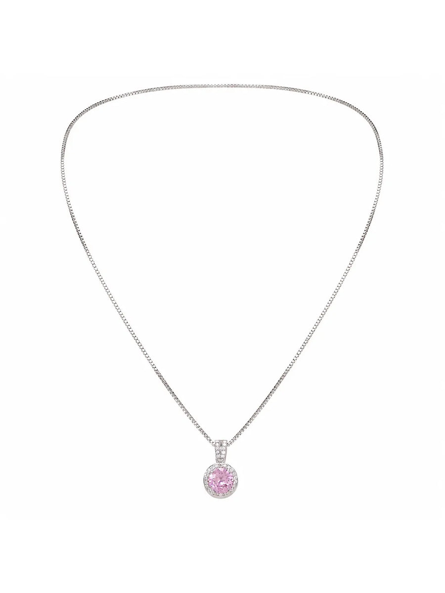 Peora Sparkling Pink Necklace - Silver