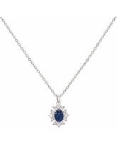 Peora Oval Blue Stone Necklace - Silver