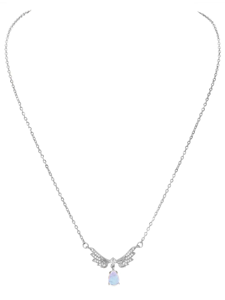 Rhodium Plated CZ Crystal Necklace