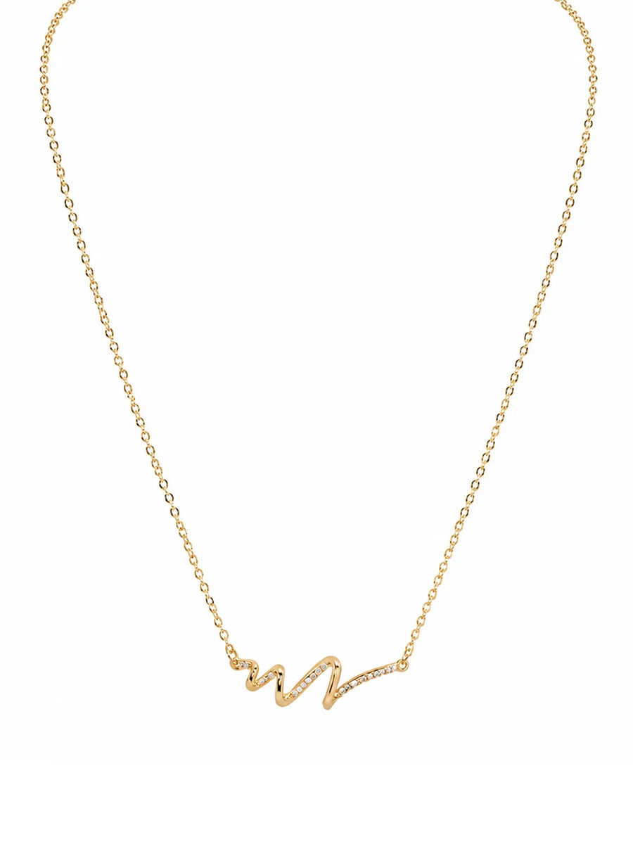Peora Minimal Infinity Wave Necklace - Gold