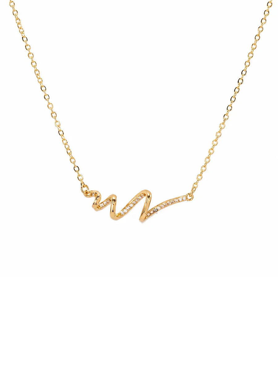 Peora Minimal Infinity Wave Necklace - Gold