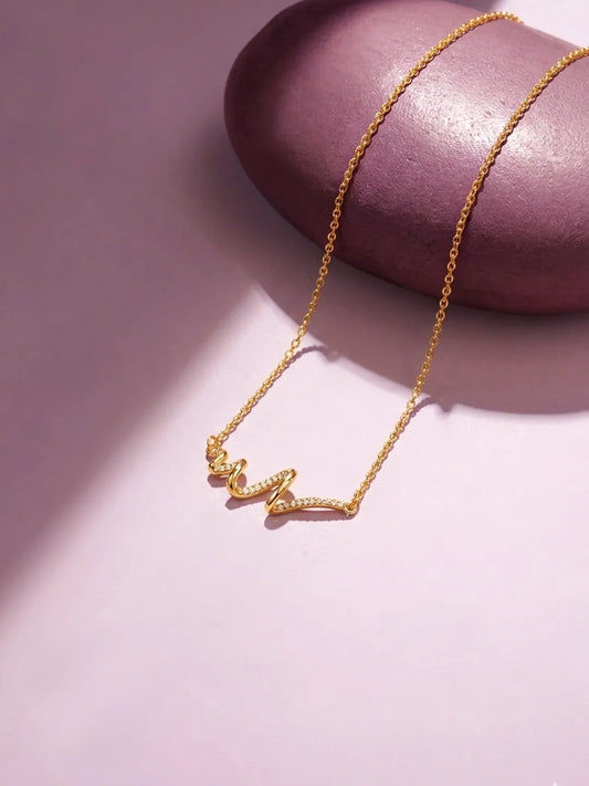 Peora Minimal Infinity Wave Necklace - Gold