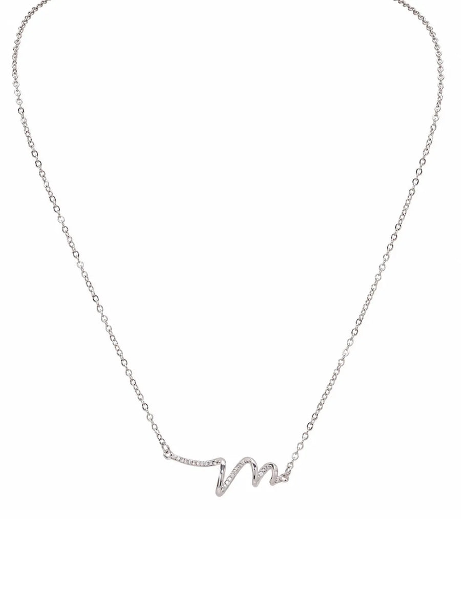 Peora Minimal Infinity Wave Necklace - Silver