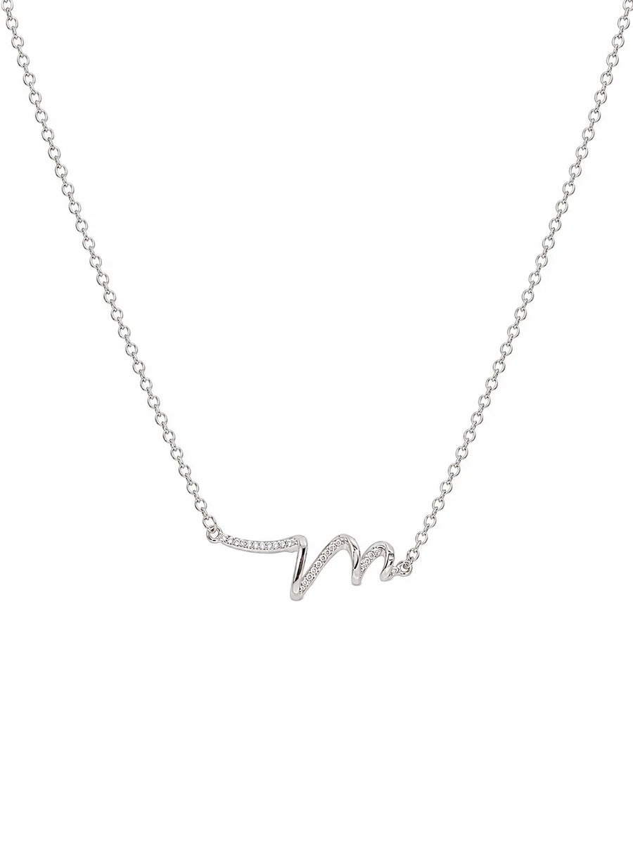 Peora Minimal Infinity Wave Necklace - Silver