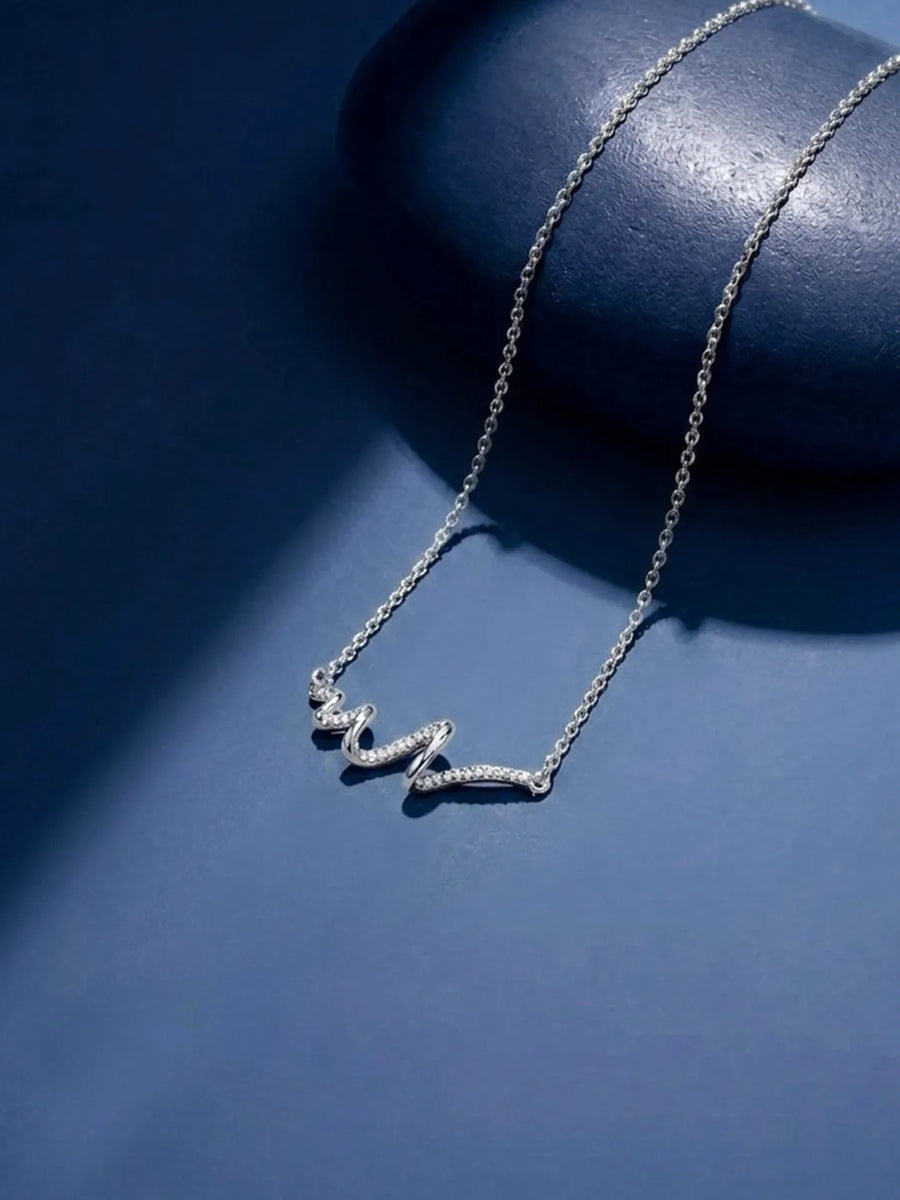 Peora Minimal Infinity Wave Necklace - Silver