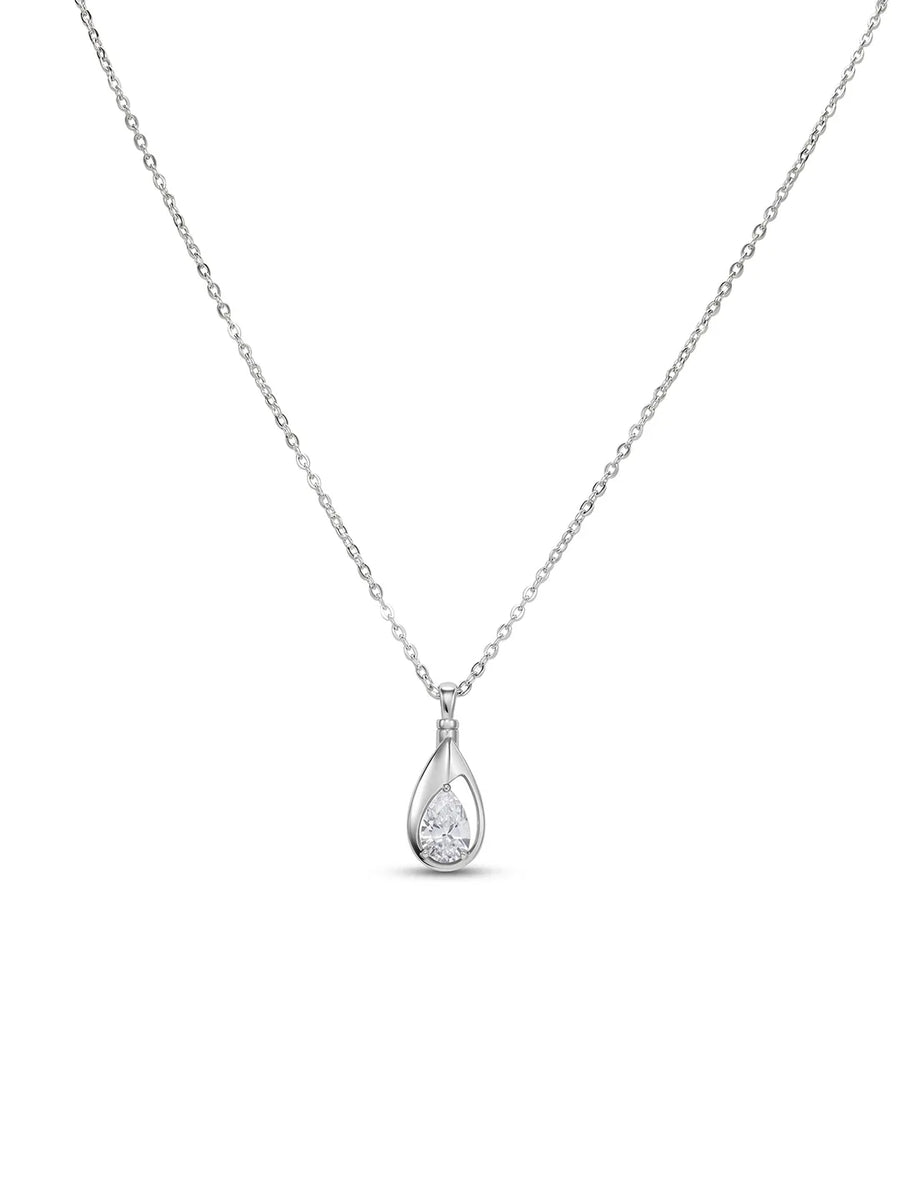 Peora Teardrop Elegance Necklace - Silver
