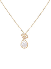 Peora Shell Pearl Drop Pendant Necklace - Gold