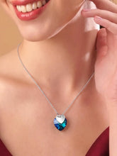 Peora Ocean Blue Crystal Pendant Chain - Silver