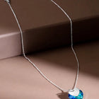 Peora Ocean Blue Crystal Pendant Chain - Silver