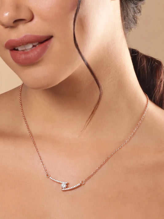 Peora Crystal Lightning Bolt Necklace - Silver