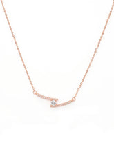 Peora Crystal Lightning Bolt Necklace - Silver