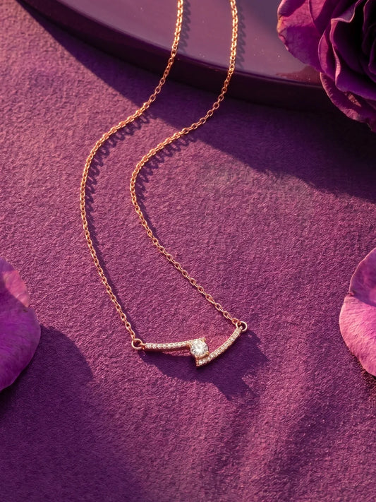 Peora Crystal Lightning Bolt Necklace - Silver