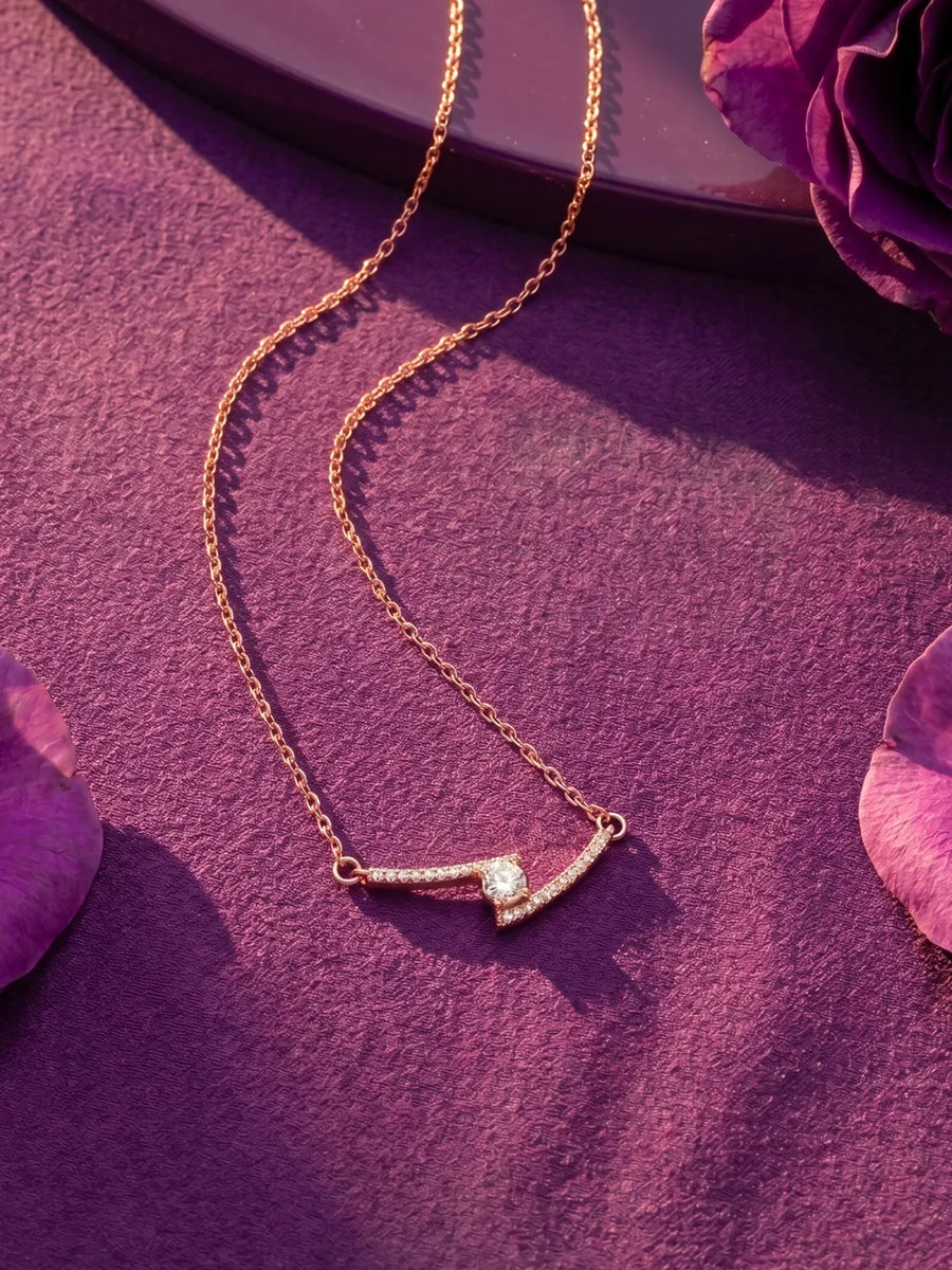 Peora Crystal Lightning Bolt Necklace - Silver
