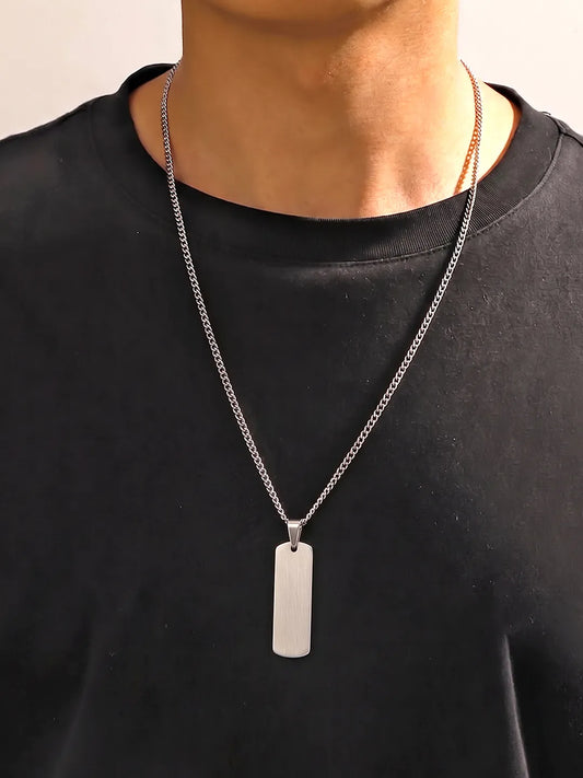 Peora Sleek Bar Pendant Necklace - Silver