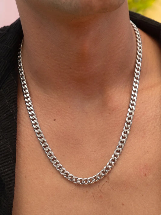 Peora Classic Silver Men's Chain Necklace