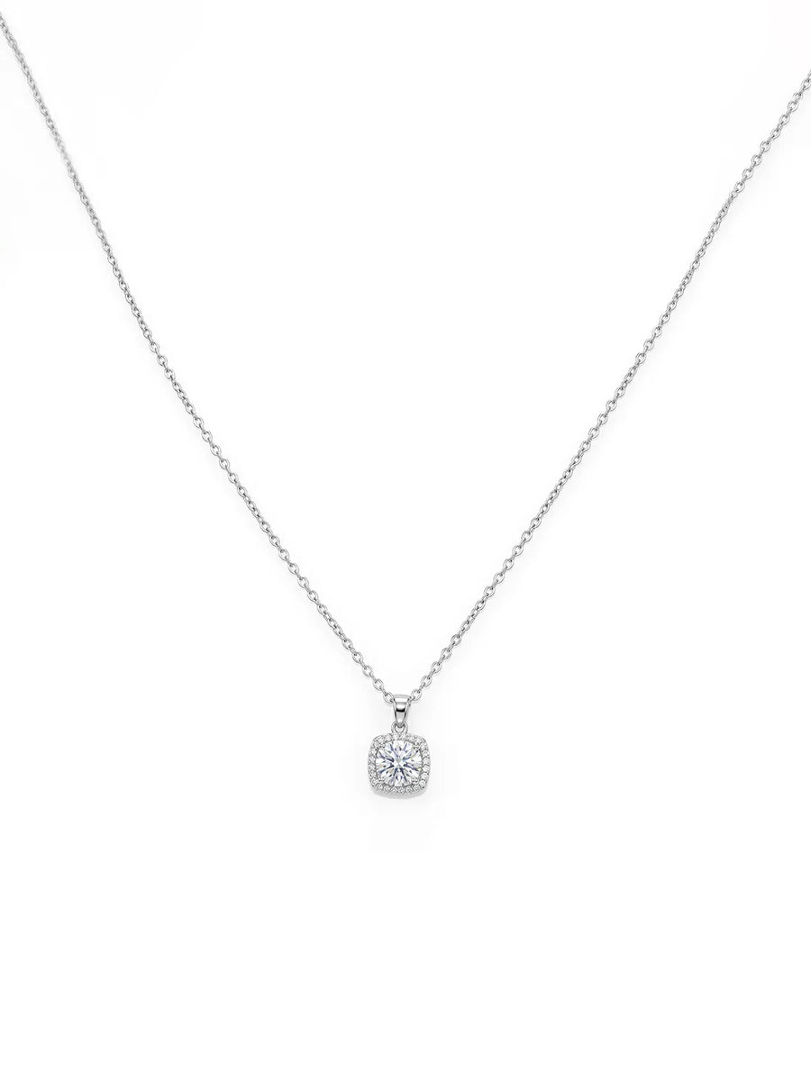 Peora Crystal Cluster Pendant Necklace - Silver