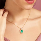 Peora Green Statement Pendant Necklace - Gold