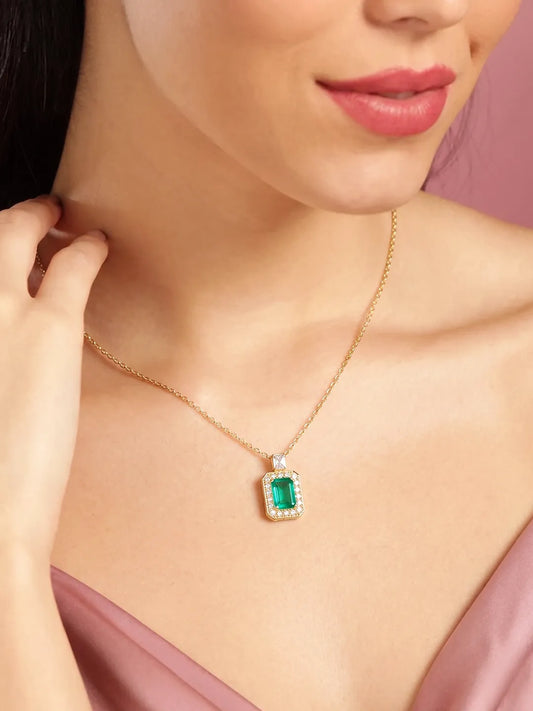 Peora Green Statement Pendant Necklace - Gold