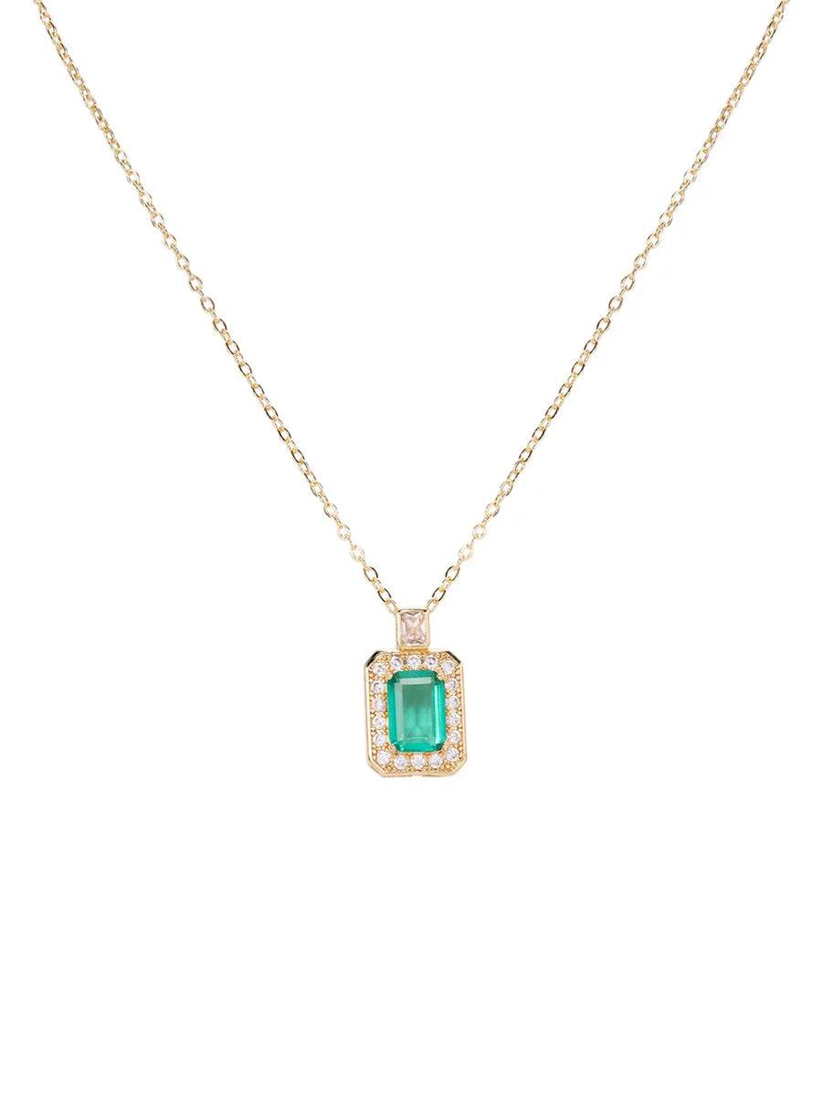 Peora Green Statement Pendant Necklace - Gold
