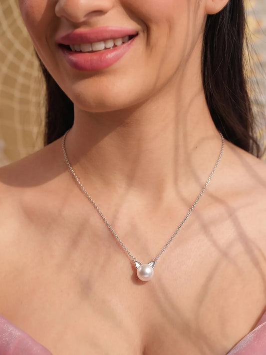 Peora Ivory Pearl Necklace - Silver