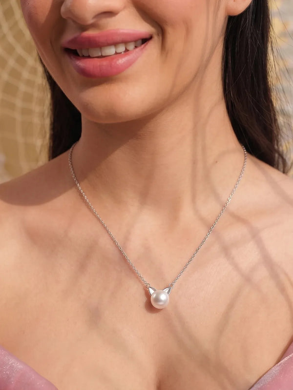 Peora Ivory Pearl Necklace - Silver