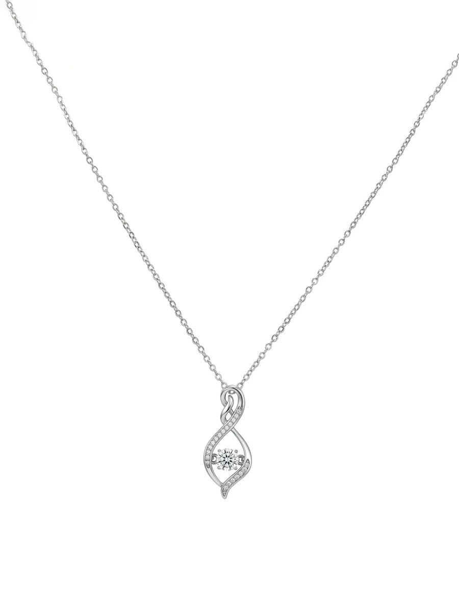 Peora Infinity Teardrop Crystal Necklace - Silver