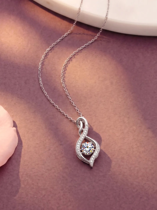 Peora Infinity Teardrop Crystal Necklace - Silver