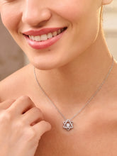 Peora CZ Flower Pendant Necklace - Silver