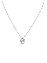 Peora CZ Flower Pendant Necklace - Silver