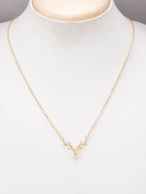 Peora Deer Horn Crystal Crown Necklace - Silver