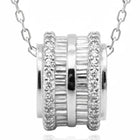 Peora Silver Barrel CZ Pendant Necklace