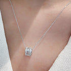 Peora Silver Barrel CZ Pendant Necklace