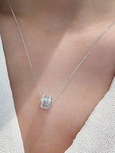 Peora Silver Barrel CZ Pendant Necklace
