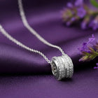 Peora Silver Barrel CZ Pendant Necklace