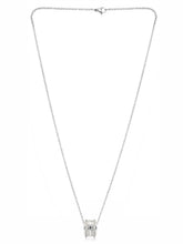 Peora Silver Barrel CZ Pendant Necklace