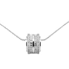 Peora Silver Barrel CZ Pendant Necklace