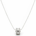 Peora Silver Barrel CZ Pendant Necklace