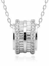 Peora Silver Barrel CZ Pendant Necklace