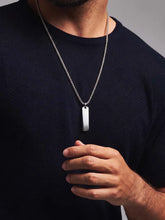 Rhodium Plated Edge Bar Pendant Chain