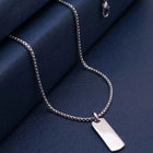 Rhodium Plated Edge Bar Pendant Chain