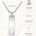 Rhodium Plated Edge Bar Pendant Chain