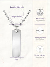 Rhodium Plated Edge Bar Pendant Chain