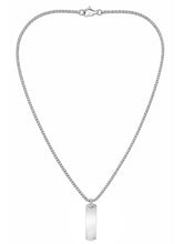 Rhodium Plated Edge Bar Pendant Chain