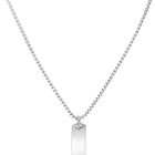 Rhodium Plated Edge Bar Pendant Chain