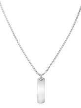 Rhodium Plated Edge Bar Pendant Chain