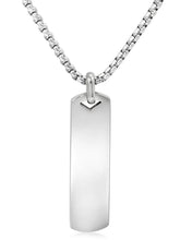 Rhodium Plated Edge Bar Pendant Chain