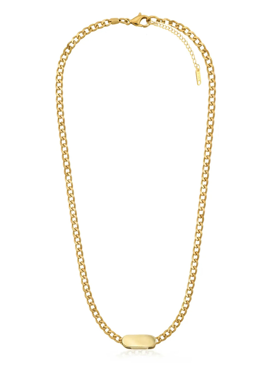 Peora Gold Cuban Link Chain Bar Necklace For Men