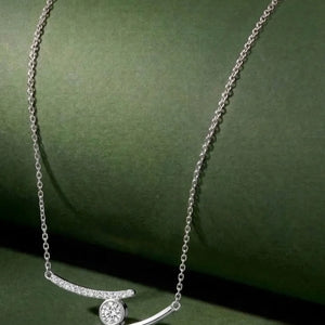 Peora Bezel Crystal Necklace - Silver