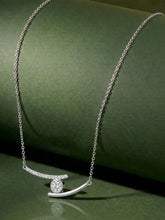 Peora Bezel Crystal Necklace - Silver