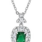 Peora Silver Emerald Green Crystal Pendant